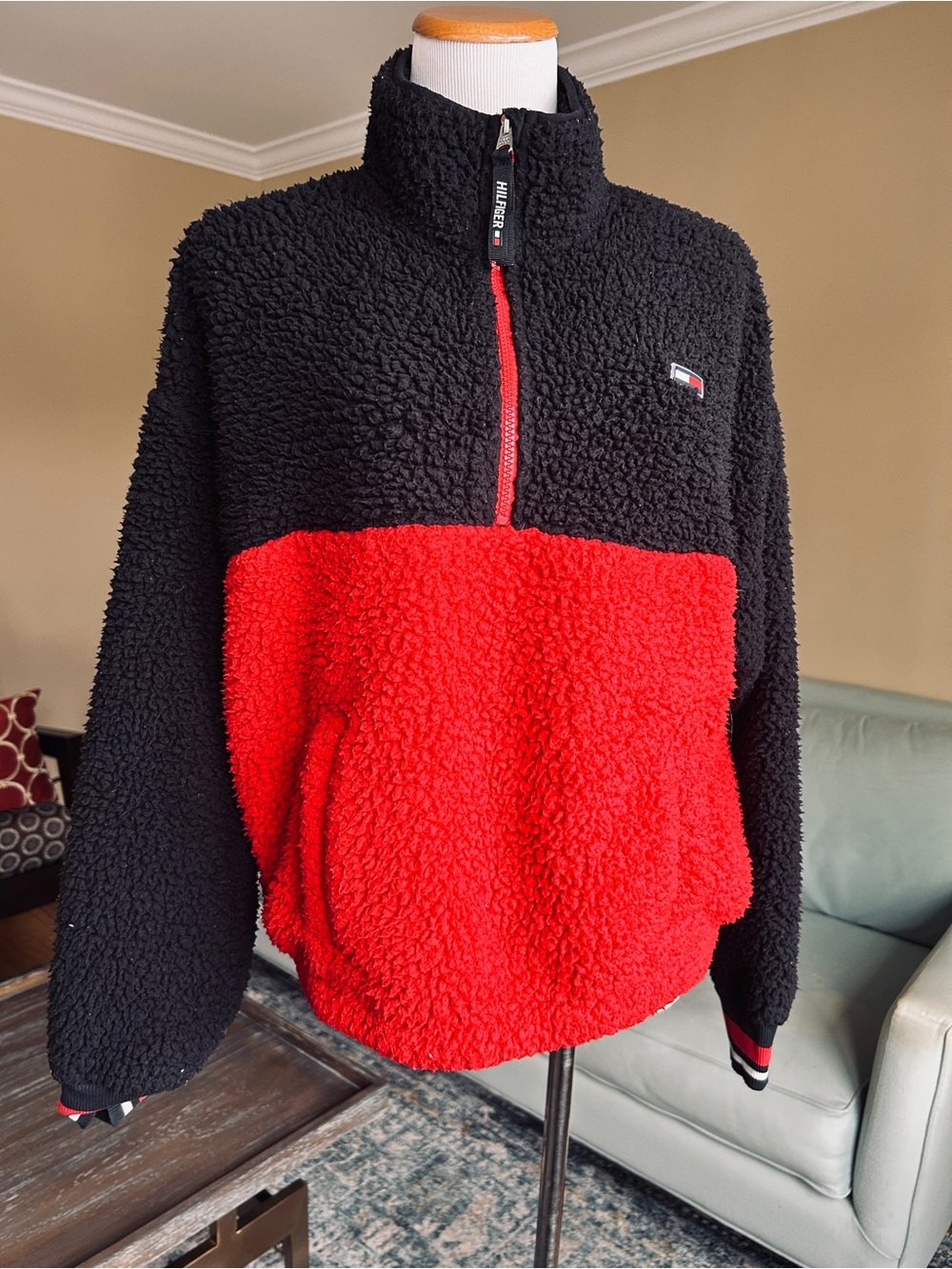 Tommy Hilfiger Sherpa Teddy Fleece Quarter Zip Kids XL Fits Womens XS S